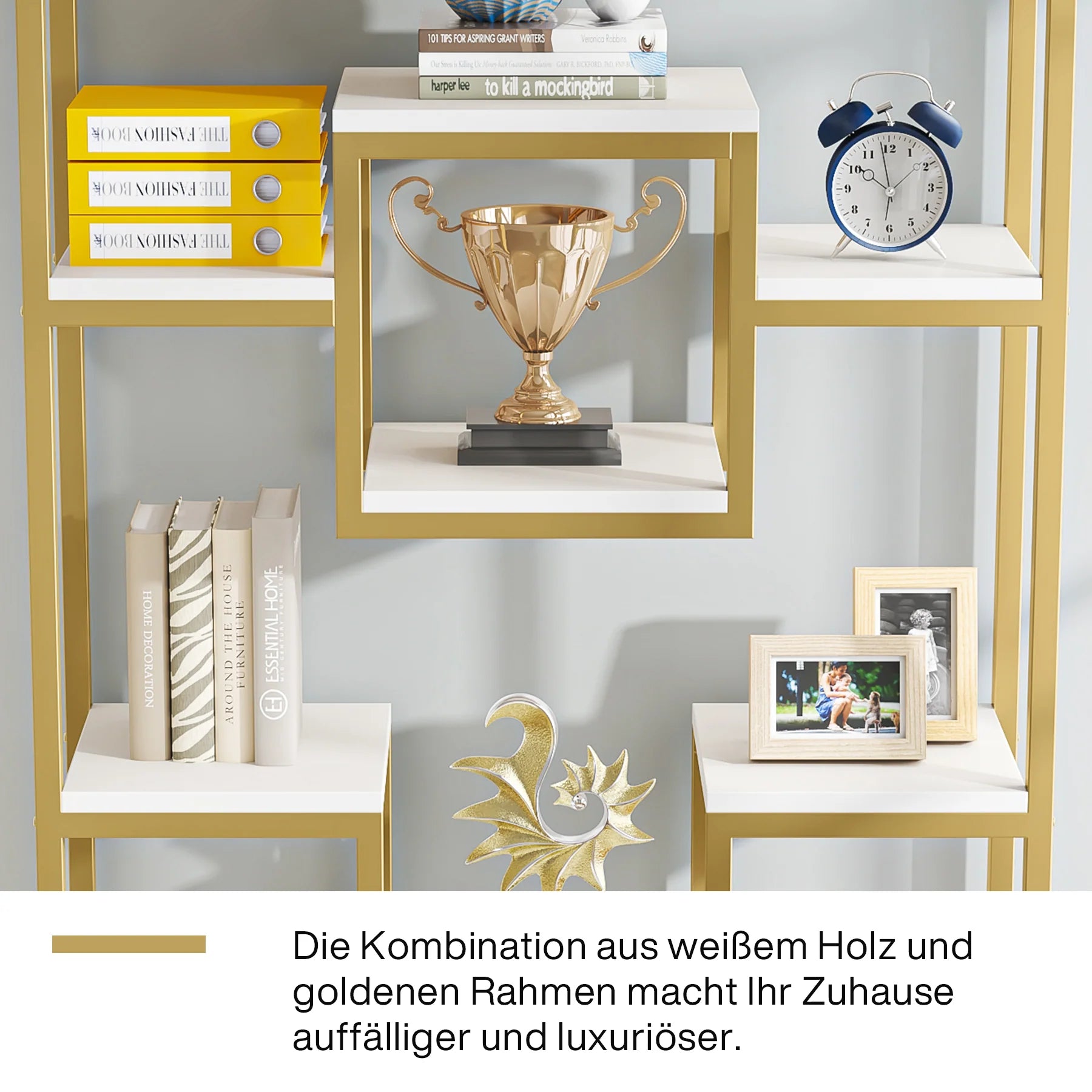 Goldenes Bücherregal - 11 Ablagen
