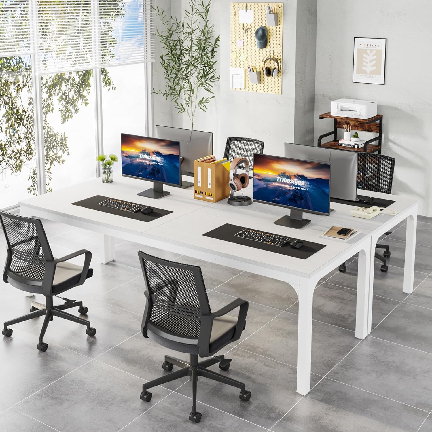 Doppel-Computerschreibtisch 200cm - Arbeitstisch für 2 Personen