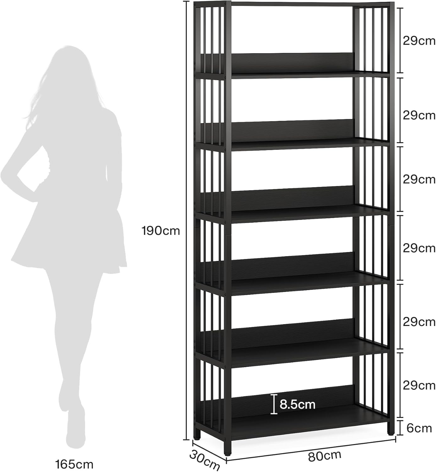 Industrielles Standregal mit 6 Ebenen, 190 cm