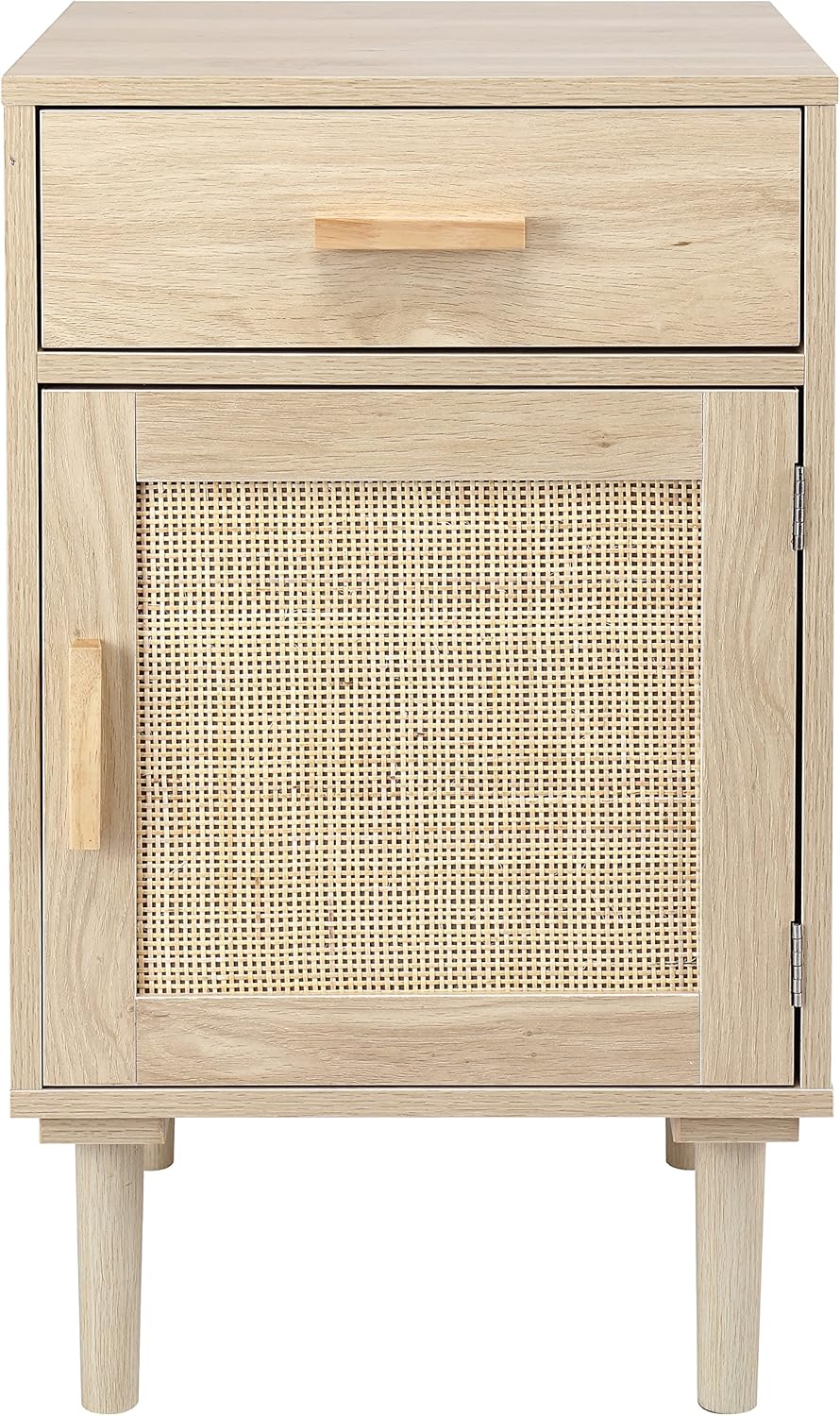2er-Set stilvolle Nachttische mit handgeflochtenem Rattan