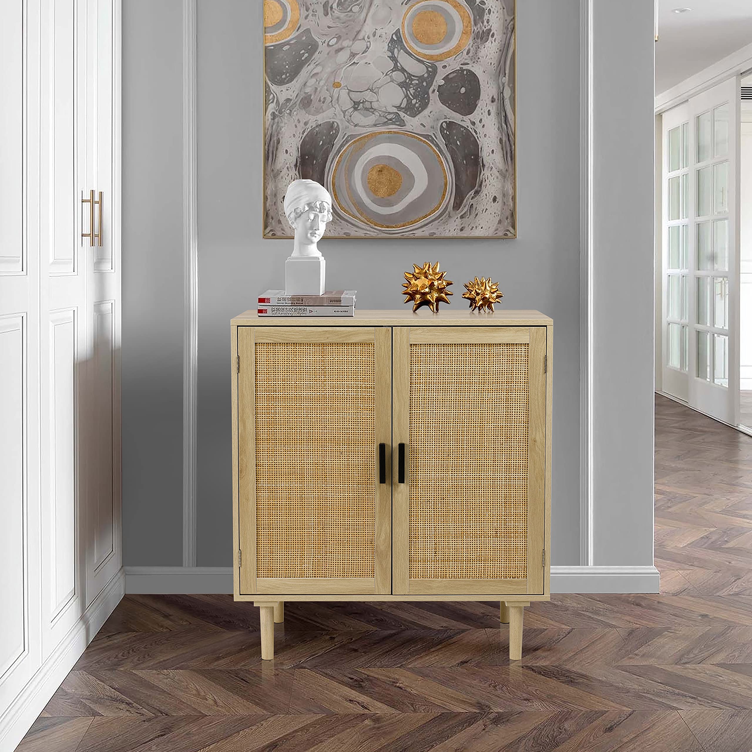 Boho-Schrank mit Rattanfronten