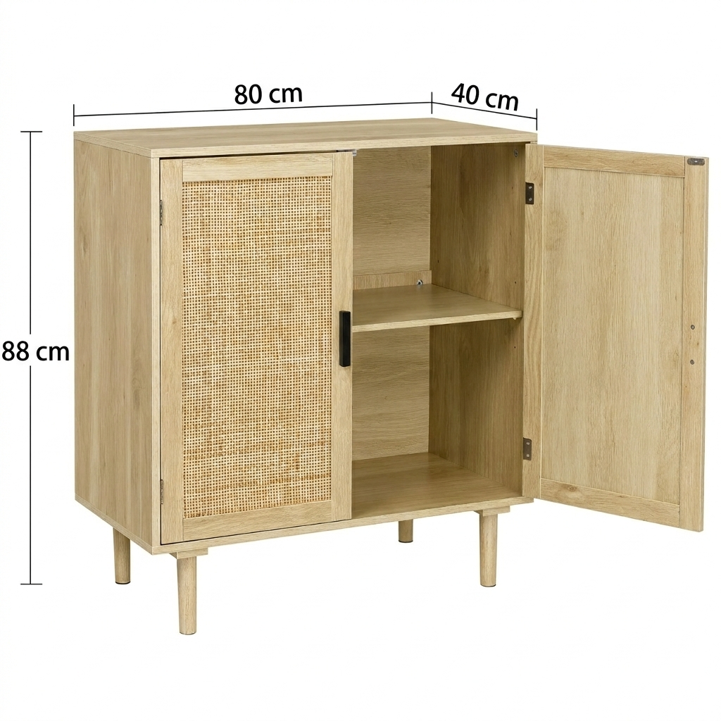 Boho-Schrank mit Rattanfronten