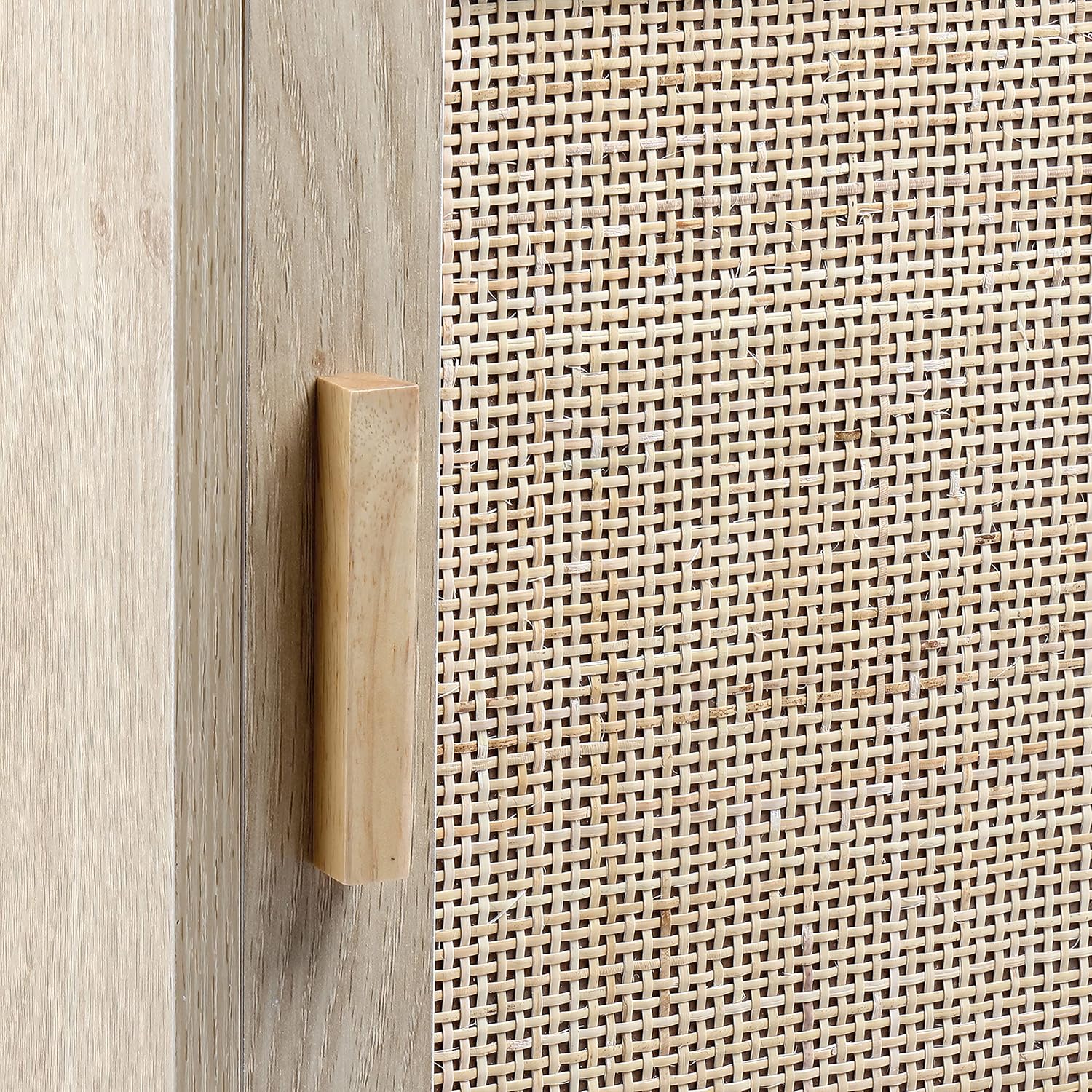 2er-Set stilvolle Nachttische mit handgeflochtenem Rattan